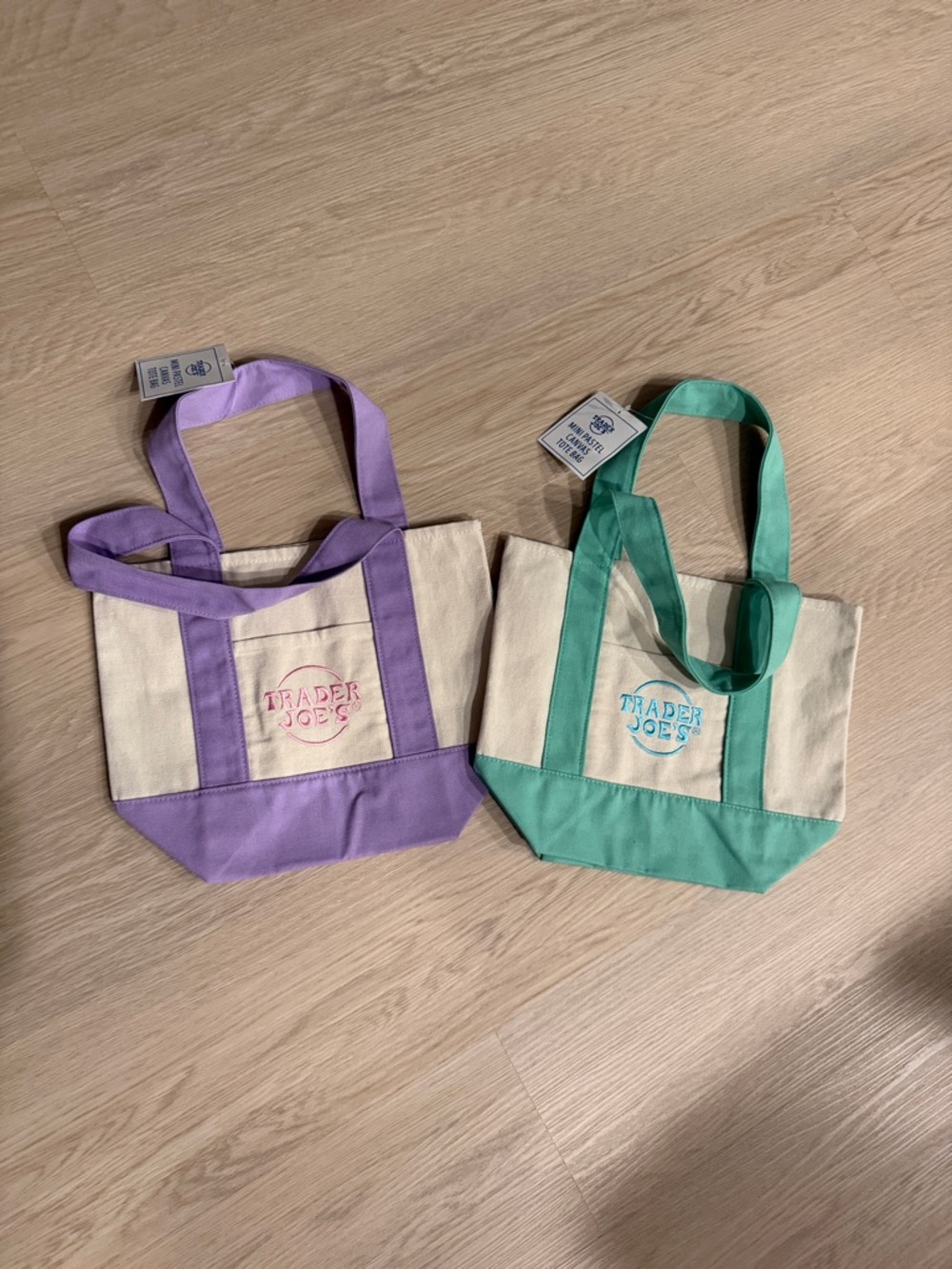 Trader Joe's Small Canvas Tote in Lavender and Mint